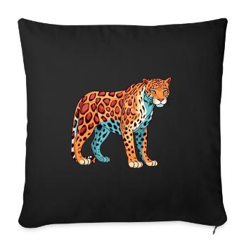 Jaguar Colorful Watercolor Cartoon Kawaii Animal - Sofa pillowcase 17,3'' x 17,3'' (45 x 45 cm) - black - Front