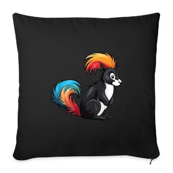 Skunk Aquarelle Colorée Dessin Animé Kawaii Animal - Housse de coussin décorative 45 x 45 cm - noir - Devant