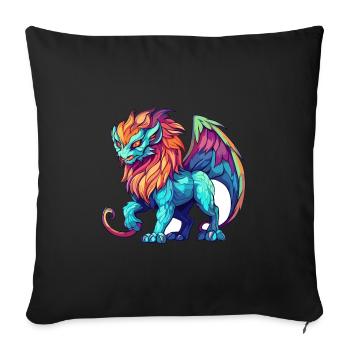 Manticore Aquarelle Colorée Dessin Animé Kawaii Anima - Housse de coussin décorative 45 x 45 cm - noir - Devant