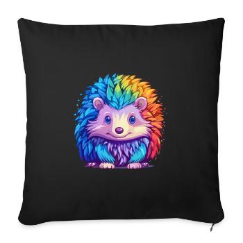 Igel Buntes Aquarell Cartoon Kawaii Tier - Sofakissenbezug 45 x 45 cm - Schwarz - Vorne