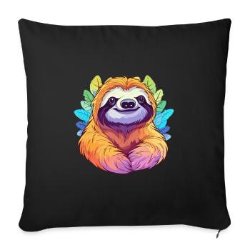 Faultier buntes Aquarell Cartoon Kawaii Tier - Sofakissenbezug 45 x 45 cm - Schwarz - Vorne