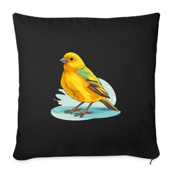 Canari Aquarelle Colorée Dessin Animé Kawaii Animal - Housse de coussin décorative 45 x 45 cm - noir - Devant