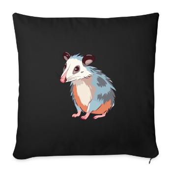 Opossum buntes Aquarell Cartoon Kawaii Tier - Sofakissenbezug 45 x 45 cm - Schwarz - Vorne