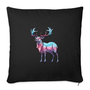 Karibu buntes Aquarell Cartoon Kawaii Tier - Sofakissenbezug 45 x 45 cm - Schwarz - Vorne