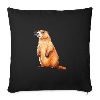 Marmot Colorful Watercolor Cartoon Kawaii Animal - Sofa pillowcase 17,3'' x 17,3'' (45 x 45 cm) - black - Front