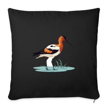Avocet Colorful Watercolor Cartoon Kawaii Animal - Sofa pillowcase 17,3'' x 17,3'' (45 x 45 cm) - black - Front