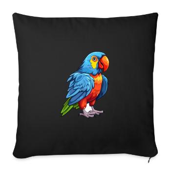 Parrot Colorful Watercolor Cartoon Kawaii Animal - Sofa pillowcase 17,3'' x 17,3'' (45 x 45 cm) - black - Front