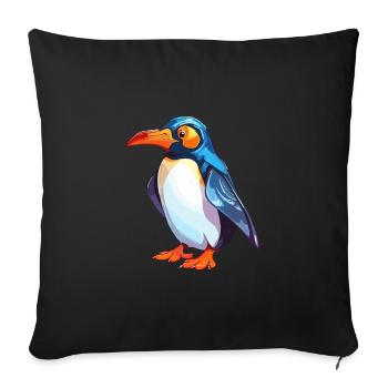 Pinguin Buntes Aquarell Cartoon Kawaii Tier - Sofakissenbezug 45 x 45 cm - Schwarz - Vorne