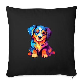Dog Colorful Watercolor Cartoon Kawaii Animal - Sofa pillowcase 17,3'' x 17,3'' (45 x 45 cm) - black - Front