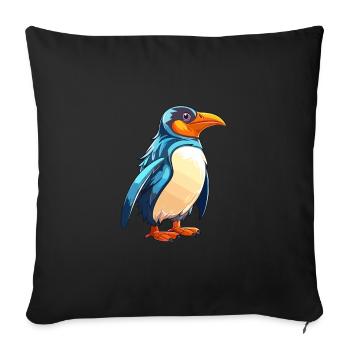 Pinguin Buntes Aquarell Cartoon Kawaii Tier - Sofakissenbezug 45 x 45 cm - Schwarz - Vorne