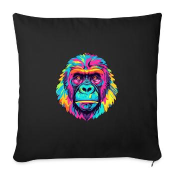 Gorilla Colorful Watercolor Cartoon Kawaii Animal - Sofa pillowcase 17,3'' x 17,3'' (45 x 45 cm) - black - Front