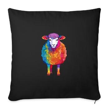 Sheep Colorful Watercolor Cartoon Kawaii Animal - Sofa pillowcase 17,3'' x 17,3'' (45 x 45 cm) - black - Front