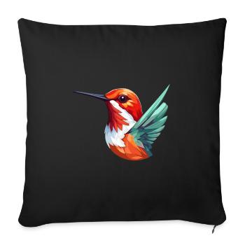 Humming Bird Colorful Watercolor Cartoon Kawaii An - Sofa pillowcase 17,3'' x 17,3'' (45 x 45 cm) - black - Front