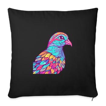 Colombe Aquarelle Colorée Dessin Animé Kawaii Animal - Housse de coussin décorative 45 x 45 cm - noir - Devant