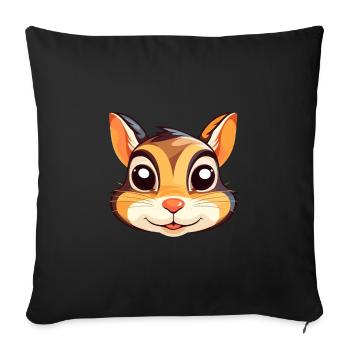 Chipmunk Colorful Watercolor Cartoon Kawaii Animal - Sofa pillowcase 17,3'' x 17,3'' (45 x 45 cm) - black - Front