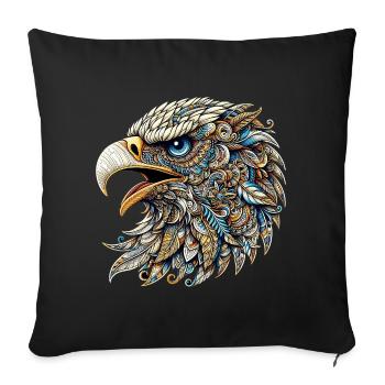Aigle décoré de Mandalas - Housse de coussin décorative 45 x 45 cm - noir - Devant