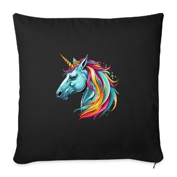Unicorn Colorful Watercolor Cartoon Kawaii Animal - Sofa pillowcase 17,3'' x 17,3'' (45 x 45 cm) - black - Front