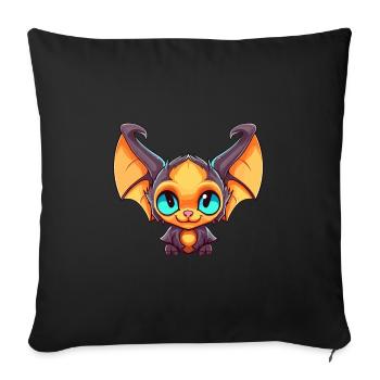 Bat Colorful Watercolor Cartoon Kawaii Animal - Sofa pillowcase 17,3'' x 17,3'' (45 x 45 cm) - black - Front