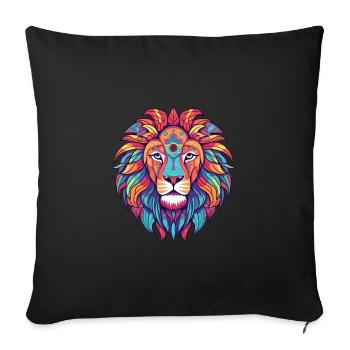 Lion Colorful Watercolor Cartoon Kawaii Animal - Sofa pillowcase 17,3'' x 17,3'' (45 x 45 cm) - black - Front