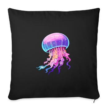 Méduse Aquarelle Colorée Dessin Animé Kawaii Anima - Housse de coussin décorative 45 x 45 cm - noir - Devant