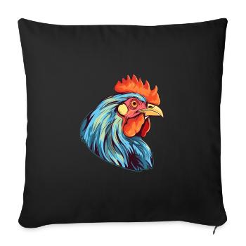 Poule Aquarelle Colorée Dessin Animé Kawaii Animal - Housse de coussin décorative 45 x 45 cm - noir - Devant