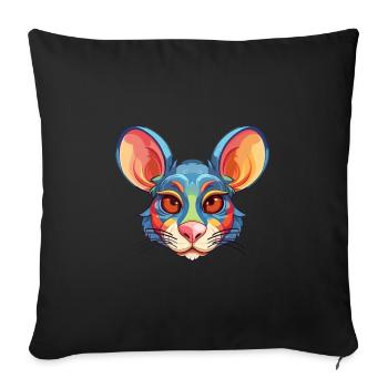 Mouse Colorful Watercolor Cartoon Kawaii Animal - Sofa pillowcase 17,3'' x 17,3'' (45 x 45 cm) - black - Front
