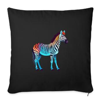 Zebra Colorful Watercolor Cartoon Kawaii Animal - Sofa pillowcase 17,3'' x 17,3'' (45 x 45 cm) - black - Front
