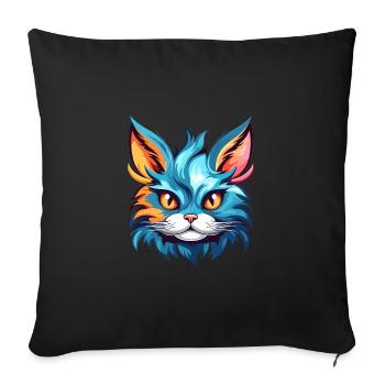 Chaton coloré aquarelle dessin animé kawaii animal - Housse de coussin décorative 45 x 45 cm - noir - Devant