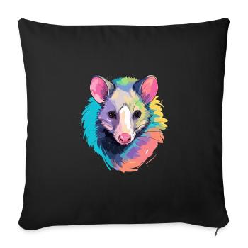 Opossum buntes Aquarell Cartoon Kawaii Tier - Sofakissenbezug 45 x 45 cm - Schwarz - Vorne