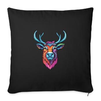 Caribou Colorful Watercolor Cartoon Kawaii Animal - Sofa pillowcase 17,3'' x 17,3'' (45 x 45 cm) - black - Front