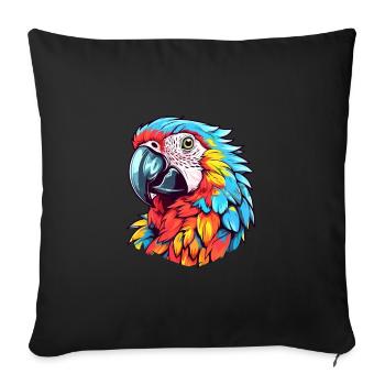 Parrot Colorful Watercolor Cartoon Kawaii Animal - Sofa pillowcase 17,3'' x 17,3'' (45 x 45 cm) - black - Front
