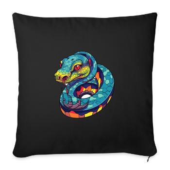 Snake Colorful Watercolor Cartoon Kawaii Animal - Sofa pillowcase 17,3'' x 17,3'' (45 x 45 cm) - black - Front