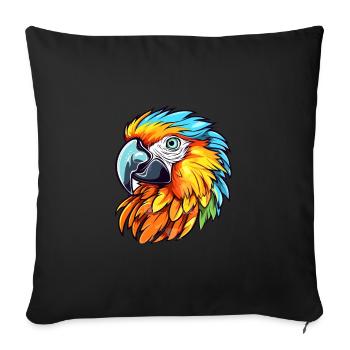 Parrot Colorful Watercolor Cartoon Kawaii Animal - Sofa pillowcase 17,3'' x 17,3'' (45 x 45 cm) - black - Front