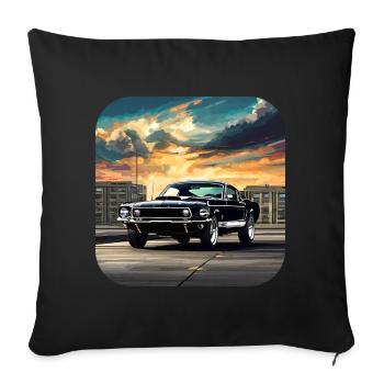 Oldtimer Auto Turbo Rallye im Sonnenuntergang - Sofakissenbezug 45 x 45 cm - Schwarz - Vorne