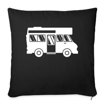 Caravane Wanderlust Wanderer Camping-car - Housse de coussin décorative 45 x 45 cm - noir - Devant