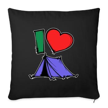 Déclaration de camping Randonneur Coeur Wanderlust Tentes - Housse de coussin décorative 45 x 45 cm - noir - Devant