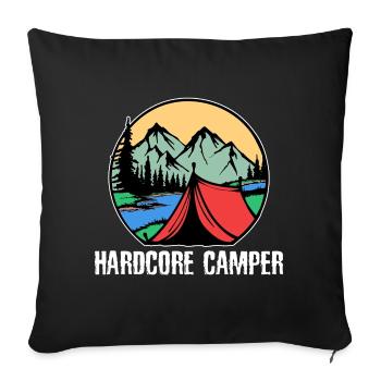 Montagnes, Campeurs, Camping, Camping, Déclaration, Nature, Vacances - Housse de coussin décorative 45 x 45 cm - noir - Devant