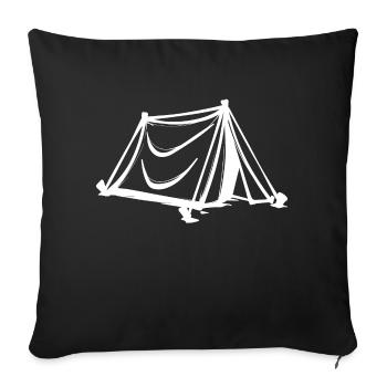 Camping, Camping, Détente, Envie de voyager, Randonnée, Vacances - Housse de coussin décorative 45 x 45 cm - noir - Devant