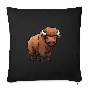 Bison Cute Cartoon Kawaii Watercolor Animal Pet - Sofa pillowcase 17,3'' x 17,3'' (45 x 45 cm) - black - Front