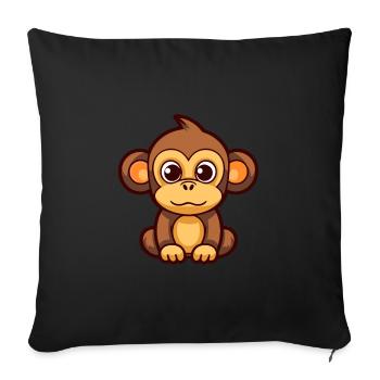 Affe Niedliche Karikatur Kawaii Aquarell Tier Haustier - Sofakissenbezug 45 x 45 cm - Schwarz - Vorne