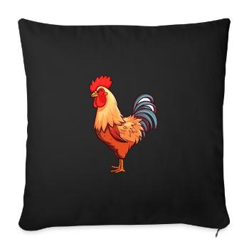 Rooster Cute Cartoon Kawaii Watercolor Animal Pet - Sofa pillowcase 17,3'' x 17,3'' (45 x 45 cm) - black - Front