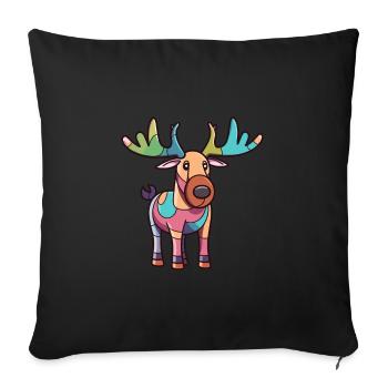Moose Cute Cartoon Kawaii Watercolor Animal Pet - Sofa pillowcase 17,3'' x 17,3'' (45 x 45 cm) - black - Front