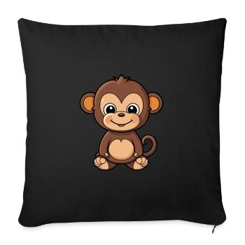 Affe Niedliche Karikatur Kawaii Aquarell Tier Haustier - Sofakissenbezug 45 x 45 cm - Schwarz - Vorne