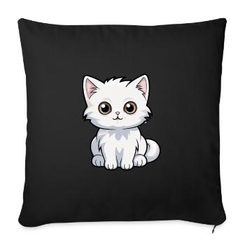Katze niedliche Karikatur Kawaii Aquarell Tier Haustier - Sofakissenbezug 45 x 45 cm - Schwarz - Vorne