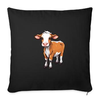 Vache Mignon Dessin Animé Kawaii Aquarelle Animal Animal De Compagnie - Housse de coussin décorative 45 x 45 cm - noir - Devant