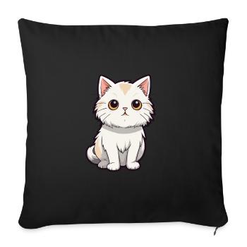 Katze niedliche Karikatur Kawaii Aquarell Tier Haustier - Sofakissenbezug 45 x 45 cm - Schwarz - Vorne