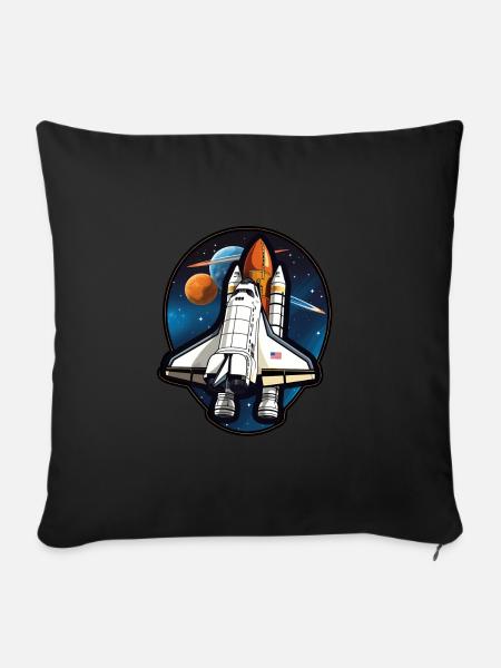 Spaceshuttle Raumfahrt - Sofakissenbezug 45 x 45 cm - Schwarz