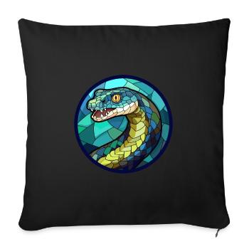 Anaconda vitrail coloré dessin animé Kawaii Ani - Housse de coussin décorative 45 x 45 cm - noir - Devant