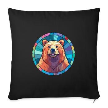 Ours vitrail coloré dessin animé Kawaii Animal - Housse de coussin décorative 45 x 45 cm - noir - Devant