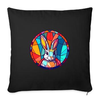 Hasen-Buntglas-Bunt-Cartoon-Kawaii-Tier - Sofakissenbezug 45 x 45 cm - Schwarz - Vorne